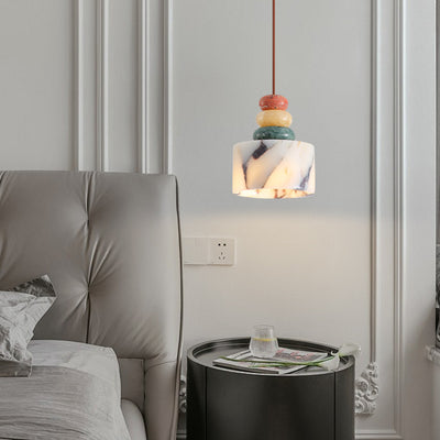 Contemporain nordique matériel de quincaillerie cylindrique en marbre levable 1-lumière suspension pour chambre 