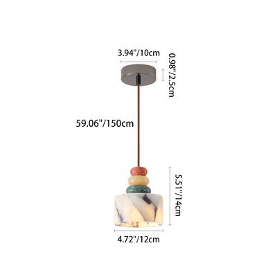 Contemporain nordique matériel de quincaillerie cylindrique en marbre levable 1-lumière suspension pour chambre 