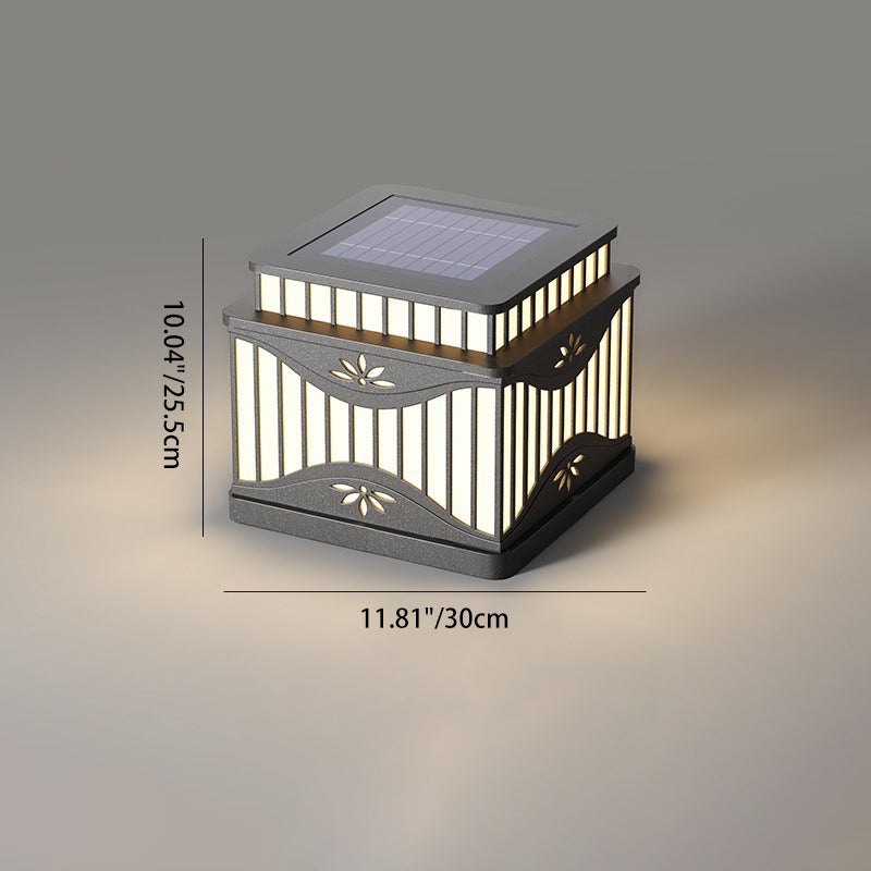 Lumière extérieure paysagère LED PE en acier inoxydable à rayures carrées solaires étanches minimalistes modernes pour jardins 