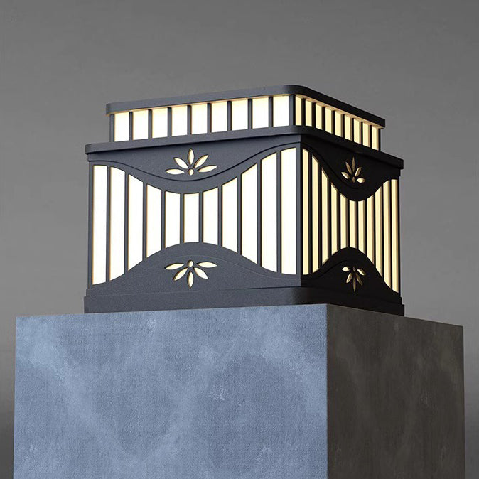 Lumière extérieure paysagère LED PE en acier inoxydable à rayures carrées solaires étanches minimalistes modernes pour jardins 