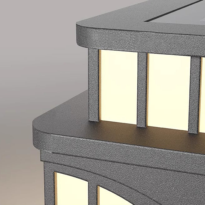 Lumière extérieure paysagère LED PE en acier inoxydable à rayures carrées solaires étanches minimalistes modernes pour jardins 