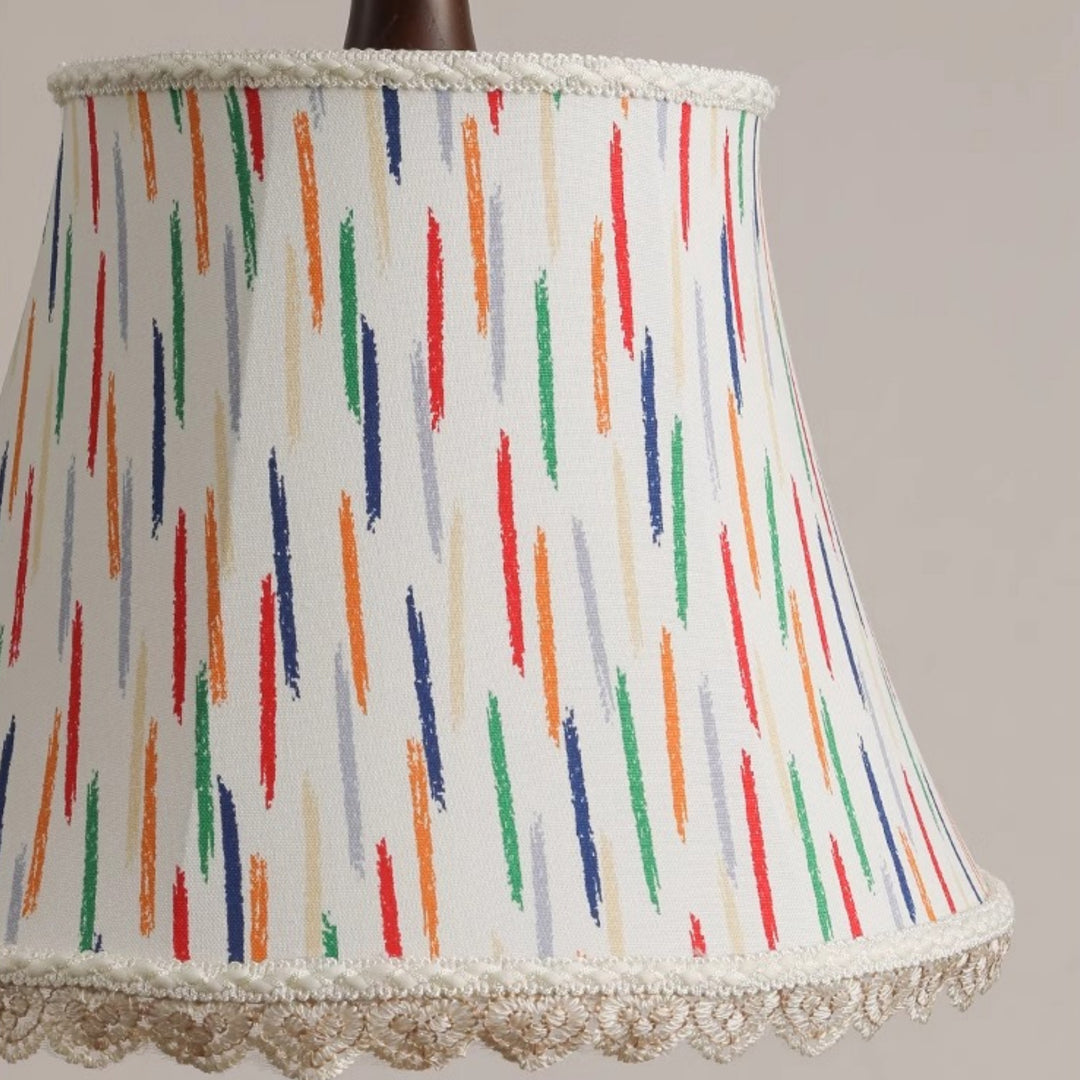 Traditionelle Vintage Kinder Zylindrische Eisen Massivholz Stoff 1-Licht Pendelleuchte Für Schlafzimmer 