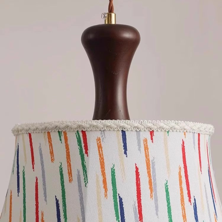 Traditionelle Vintage Kinder Zylindrische Eisen Massivholz Stoff 1-Licht Pendelleuchte Für Schlafzimmer 