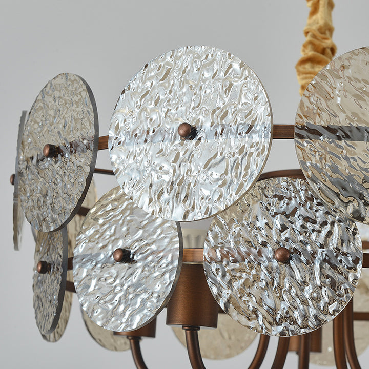 Lustre à 5 lumières en acrylique et fer ondulé en forme d&