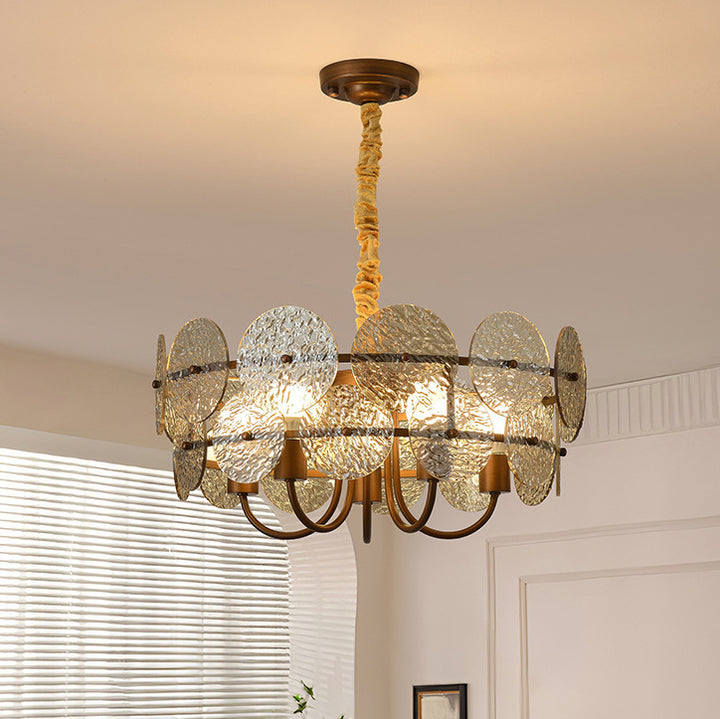 Lustre à 5 lumières en acrylique et fer ondulé en forme d&