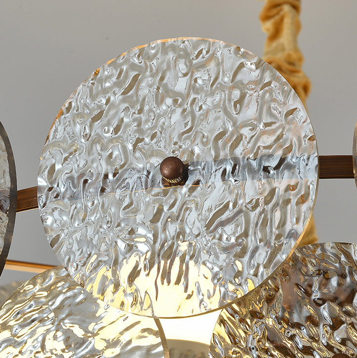 Lustre à 5 lumières en acrylique et fer ondulé en forme d&