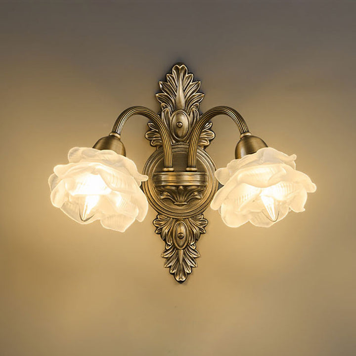 Applique murale en cuivre en forme de fleur traditionnelle française 1/2 lumière pour chambre 