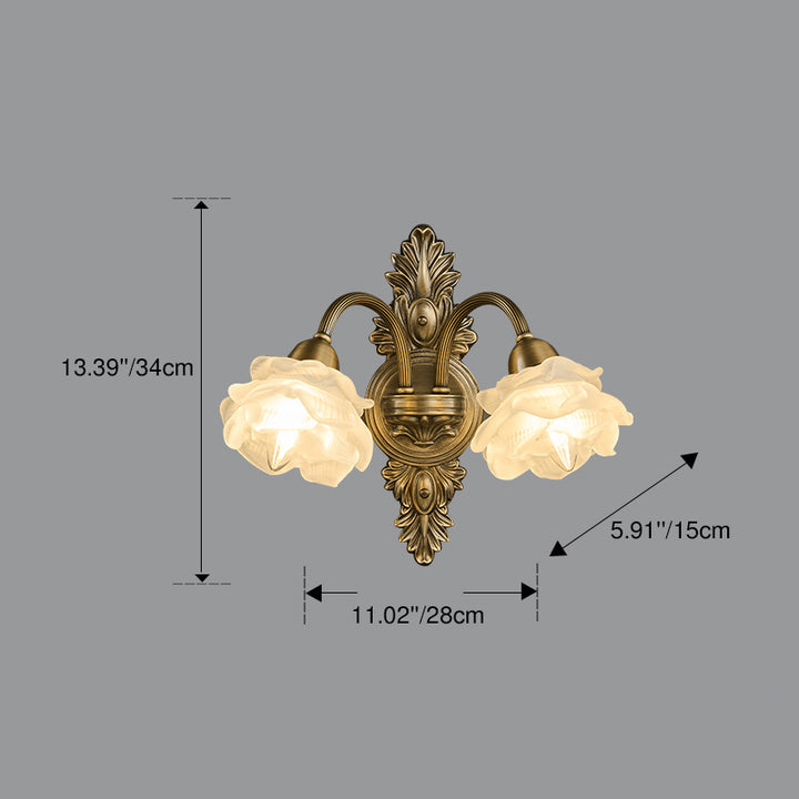 Applique murale en cuivre en forme de fleur traditionnelle française 1/2 lumière pour chambre 