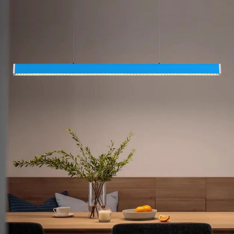 Full Spectrum LED Linear Pendant Light For Living Room - Anti-Glare Eye-Care Dimmable With Remote