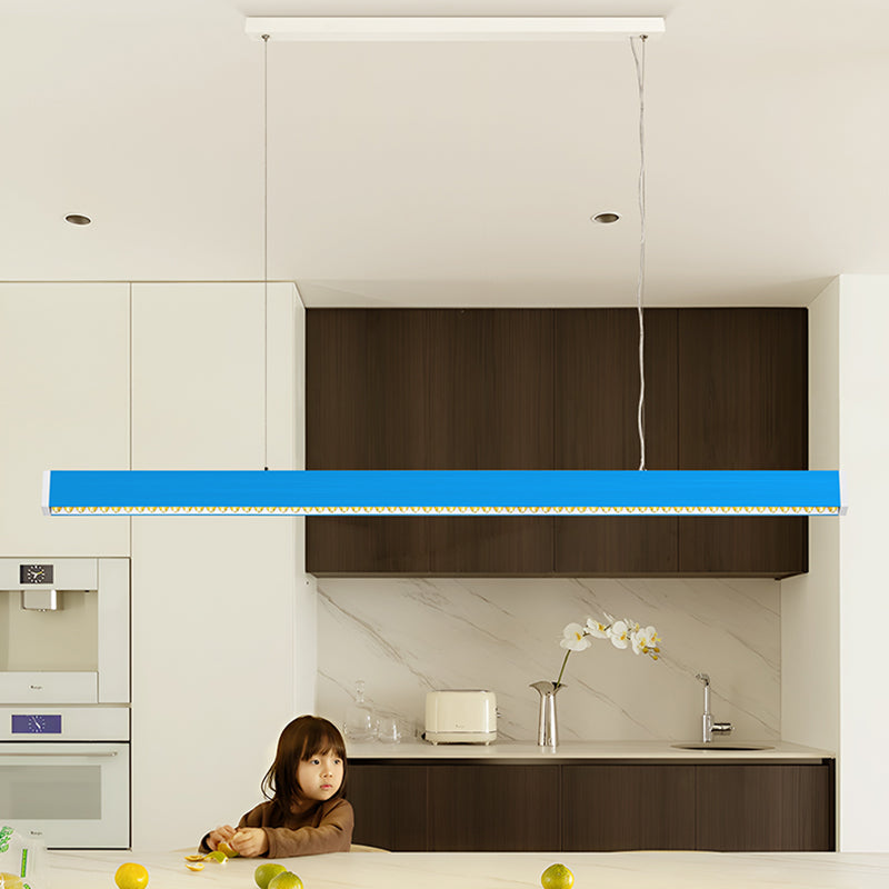 Full Spectrum LED Linear Pendant Light For Living Room - Anti-Glare Eye-Care Dimmable With Remote