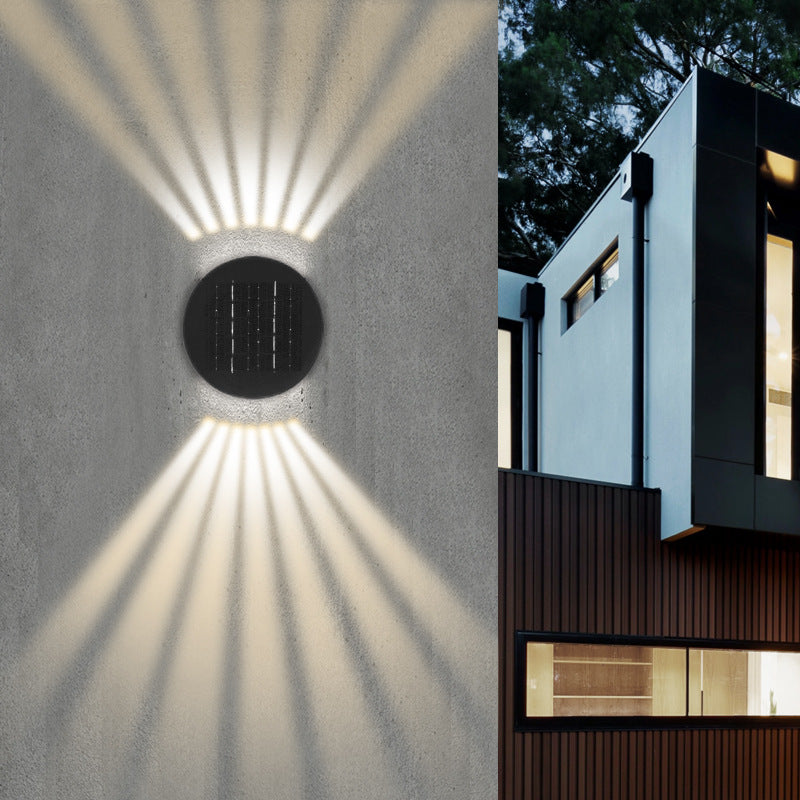 Modern Simplicity Waterproof Solar Adjustable Round ABS Glass Outdoor Wall Sconce Lamp Landscape Lighting For Garden