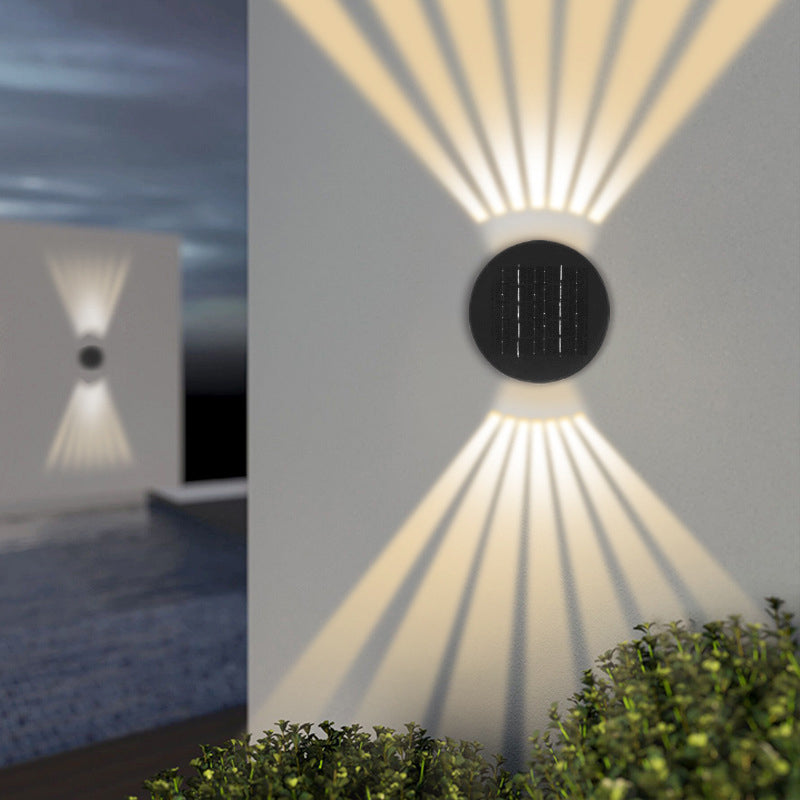 Modern Simplicity Waterproof Solar Adjustable Round ABS Glass Outdoor Wall Sconce Lamp Landscape Lighting For Garden