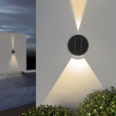 Modern Simplicity Waterproof Solar Adjustable Round ABS Glass Outdoor Wall Sconce Lamp Landscape Lighting For Garden