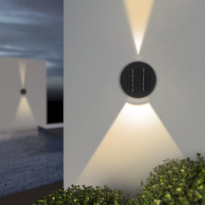 Modern Simplicity Waterproof Solar Adjustable Round ABS Glass Outdoor Wall Sconce Lamp Landscape Lighting For Garden