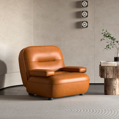 Modern Minimalist Beetle Lambswool Oil-Waxed Leather Eco-Leather Recliner With Backrest Armrests For Living Room