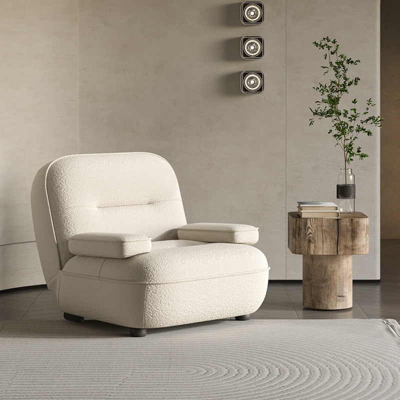 Modern Minimalist Beetle Lambswool Oil-Waxed Leather Eco-Leather Recliner With Backrest Armrests For Living Room