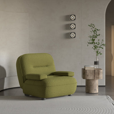 Modern Minimalist Beetle Lambswool Oil-Waxed Leather Eco-Leather Recliner With Backrest Armrests For Living Room
