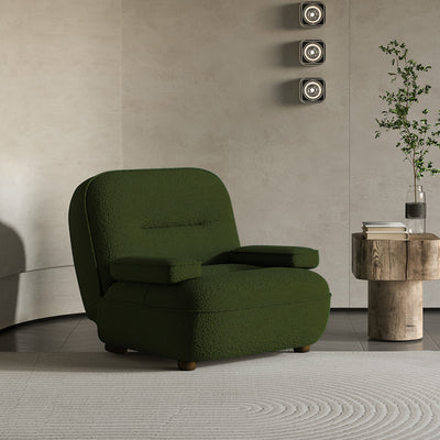 Modern Minimalist Beetle Lambswool Oil-Waxed Leather Eco-Leather Recliner With Backrest Armrests For Living Room