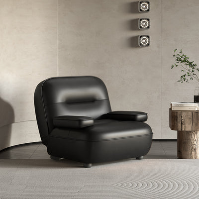 Modern Minimalist Beetle Lambswool Oil-Waxed Leather Eco-Leather Recliner With Backrest Armrests For Living Room