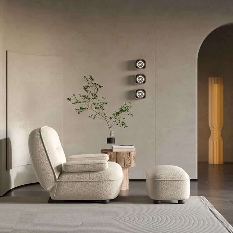 Modern Minimalist Beetle Lambswool Oil-Waxed Leather Eco-Leather Recliner With Backrest Armrests For Living Room