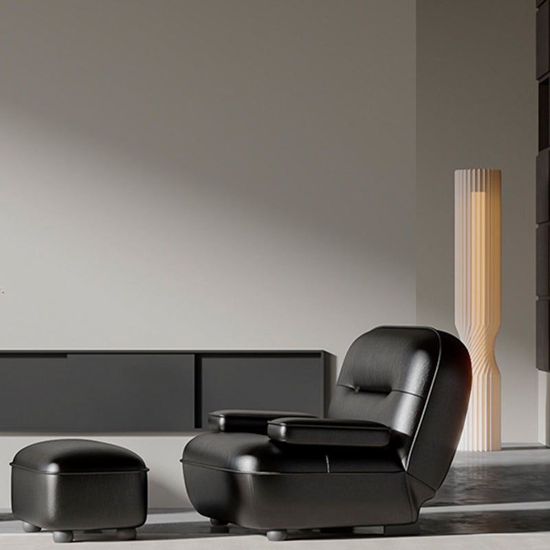 Modern Minimalist Beetle Lambswool Oil-Waxed Leather Eco-Leather Recliner With Backrest Armrests For Living Room