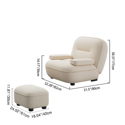 Modern Minimalist Beetle Lambswool Oil-Waxed Leather Eco-Leather Recliner With Backrest Armrests For Living Room
