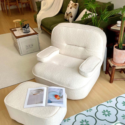 Modern Minimalist Beetle Lambswool Oil-Waxed Leather Eco-Leather Recliner With Backrest Armrests For Living Room