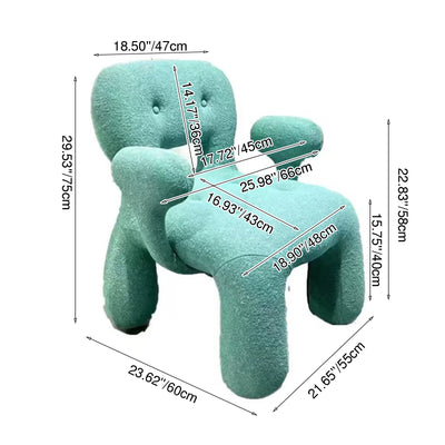 Modern Minimalist Gingerbread Man Wood Fabric Cartoon Accent Chair With Backrest Armrests For Living Room