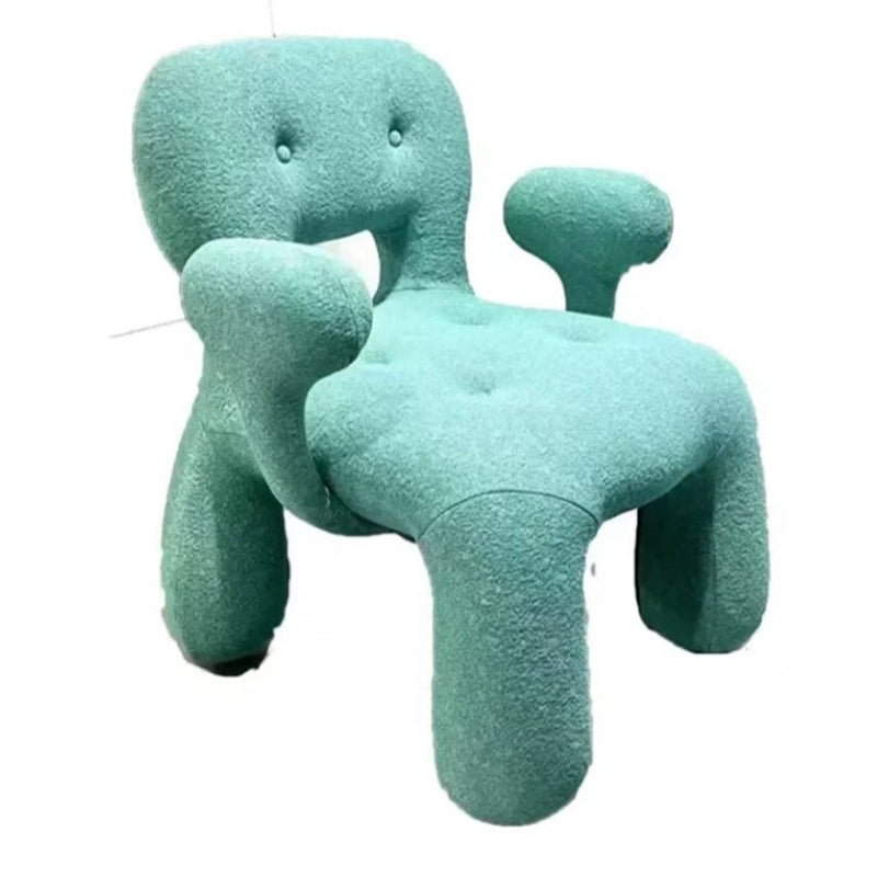 Modern Minimalist Gingerbread Man Wood Fabric Cartoon Accent Chair With Backrest Armrests For Living Room