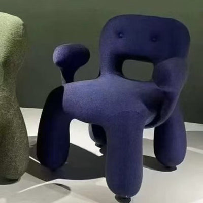 Modern Minimalist Gingerbread Man Wood Fabric Cartoon Accent Chair With Backrest Armrests For Living Room