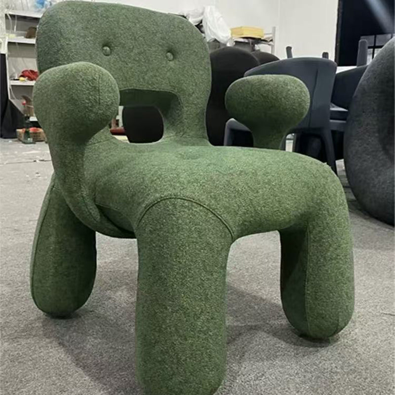 Modern Minimalist Gingerbread Man Wood Fabric Cartoon Accent Chair With Backrest Armrests For Living Room
