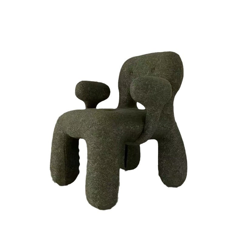 Modern Minimalist Gingerbread Man Wood Fabric Cartoon Accent Chair With Backrest Armrests For Living Room