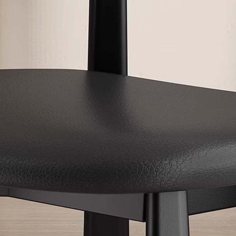 Modern Minimalist Smooth Curved Seating Design Solid Wood Plywood Oil-Waxed Leather Dining Chair With Backrest For Dining Room & Kitchen