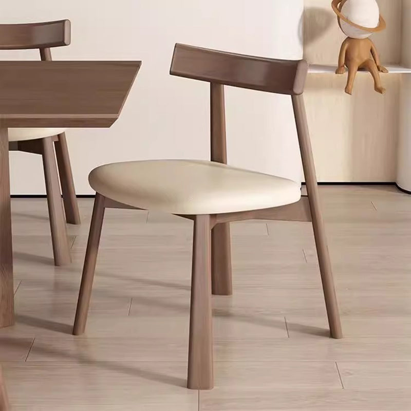 Modern Minimalist Smooth Curved Seating Design Solid Wood Plywood Oil-Waxed Leather Dining Chair With Backrest For Dining Room &amp; Kitchen