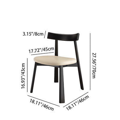 Modern Minimalist Smooth Curved Seating Design Solid Wood Plywood Oil-Waxed Leather Dining Chair With Backrest For Dining Room & Kitchen