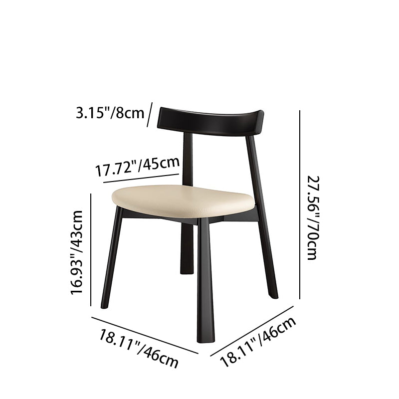 Modern Minimalist Smooth Curved Seating Design Solid Wood Plywood Oil-Waxed Leather Dining Chair With Backrest For Dining Room & Kitchen