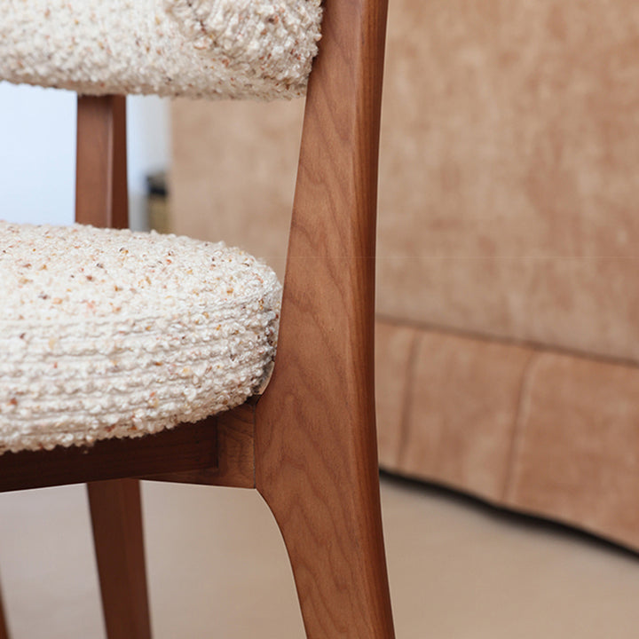 Traditional French Round Cushion Color-Spun Fabric Solid Ash Wood Dining Chair With Backrest For Dining Room &amp; Kitchen