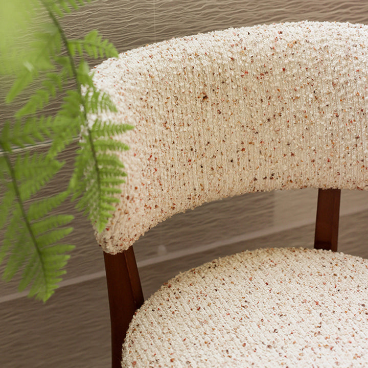Traditional French Round Cushion Color-Spun Fabric Solid Ash Wood Dining Chair With Backrest For Dining Room &amp; Kitchen