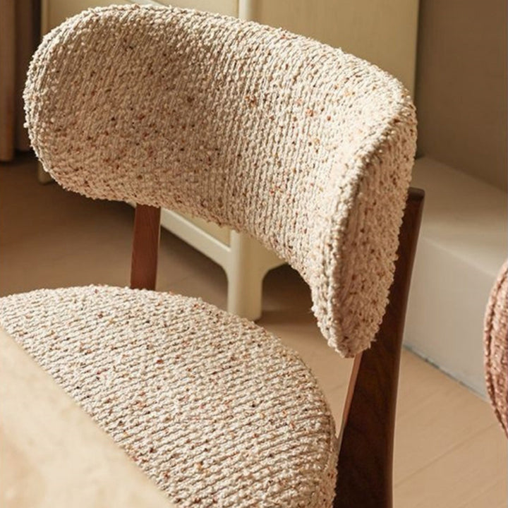 Traditional French Round Cushion Color-Spun Fabric Solid Ash Wood Dining Chair With Backrest For Dining Room &amp; Kitchen