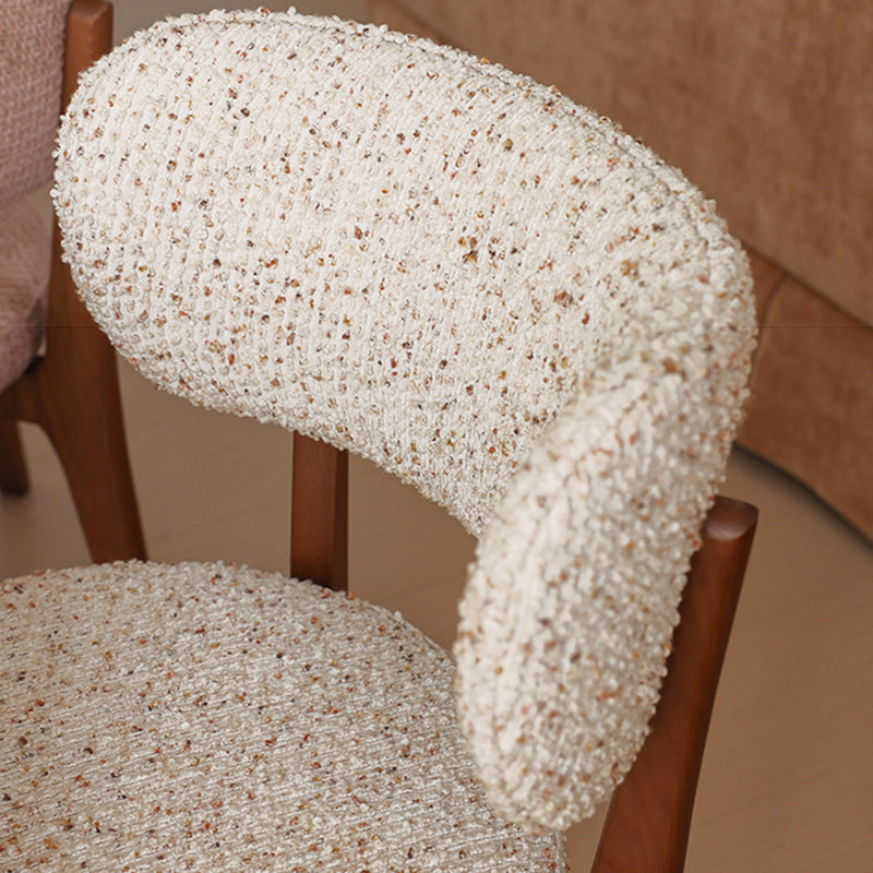 Traditional French Round Cushion Color-Spun Fabric Solid Ash Wood Dining Chair With Backrest For Dining Room &amp; Kitchen