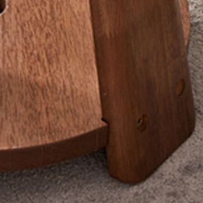 Modern Minimalist Solid Wood Round Coffee Table 2-Tier For Living Room