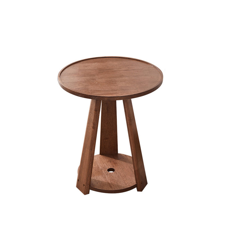 Modern Minimalist Solid Wood Round Coffee Table 2-Tier For Living Room