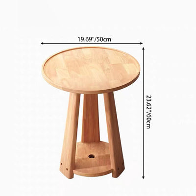 Modern Minimalist Solid Wood Round Coffee Table 2-Tier For Living Room