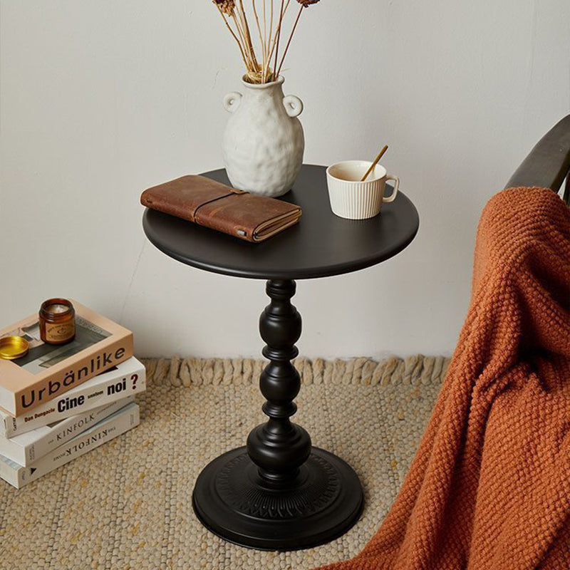 Contemporary Retro Round Wrought Iron End Table 1-Tier For Living Room