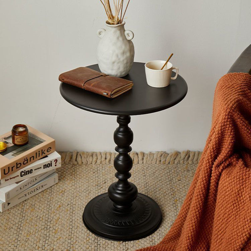 Contemporary Retro Round Wrought Iron End Table 1-Tier For Living Room