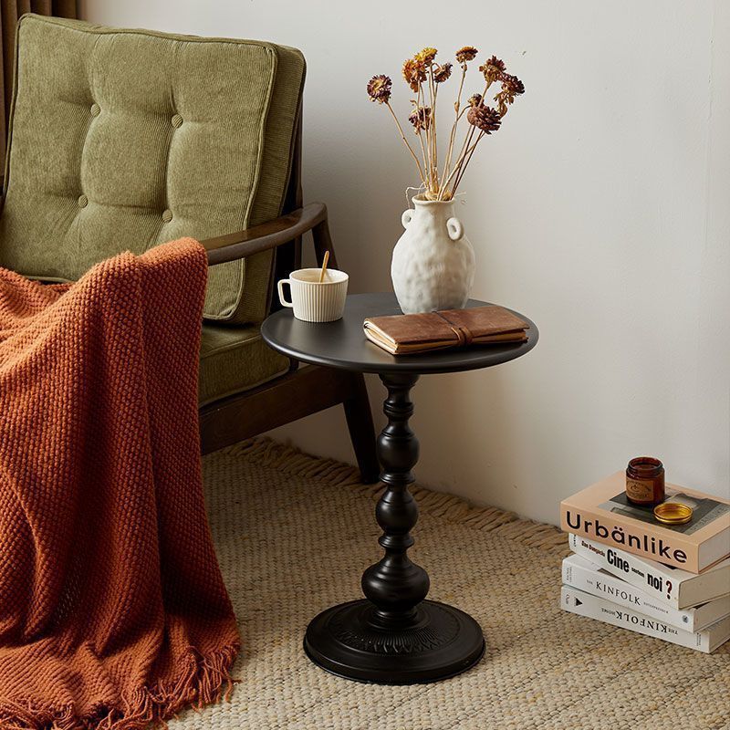 Contemporary Retro Round Wrought Iron End Table 1-Tier For Living Room
