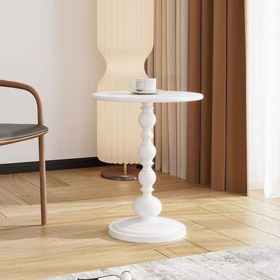 Contemporary Retro Round Wrought Iron End Table 1-Tier For Living Room