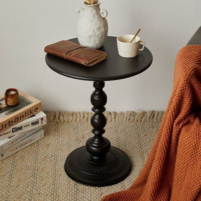 Contemporary Retro Round Wrought Iron End Table 1-Tier For Living Room