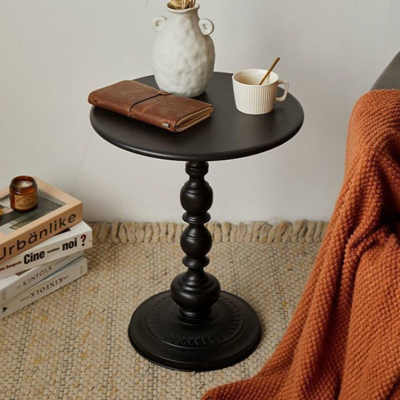 Contemporary Retro Round Wrought Iron End Table 1-Tier For Living Room