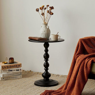 Contemporary Retro Round Wrought Iron End Table 1-Tier For Living Room